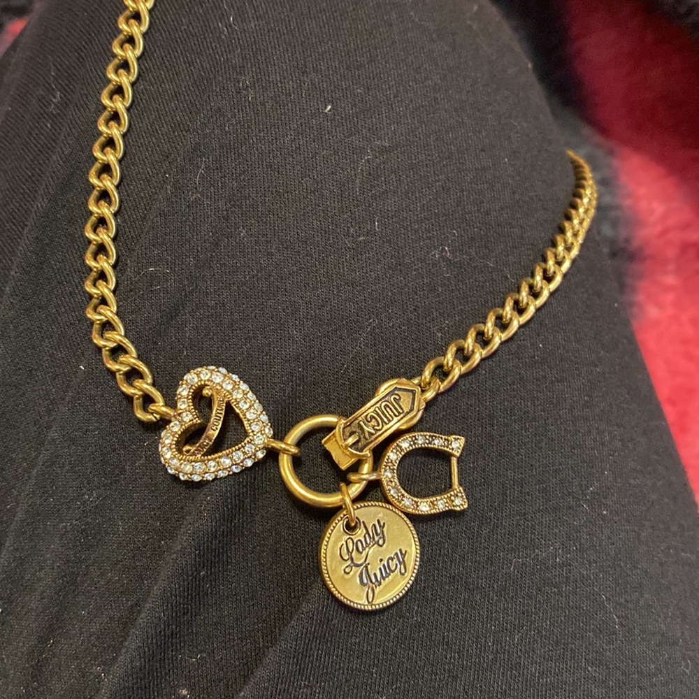 Gold Juicy Couture Charm choker necklace